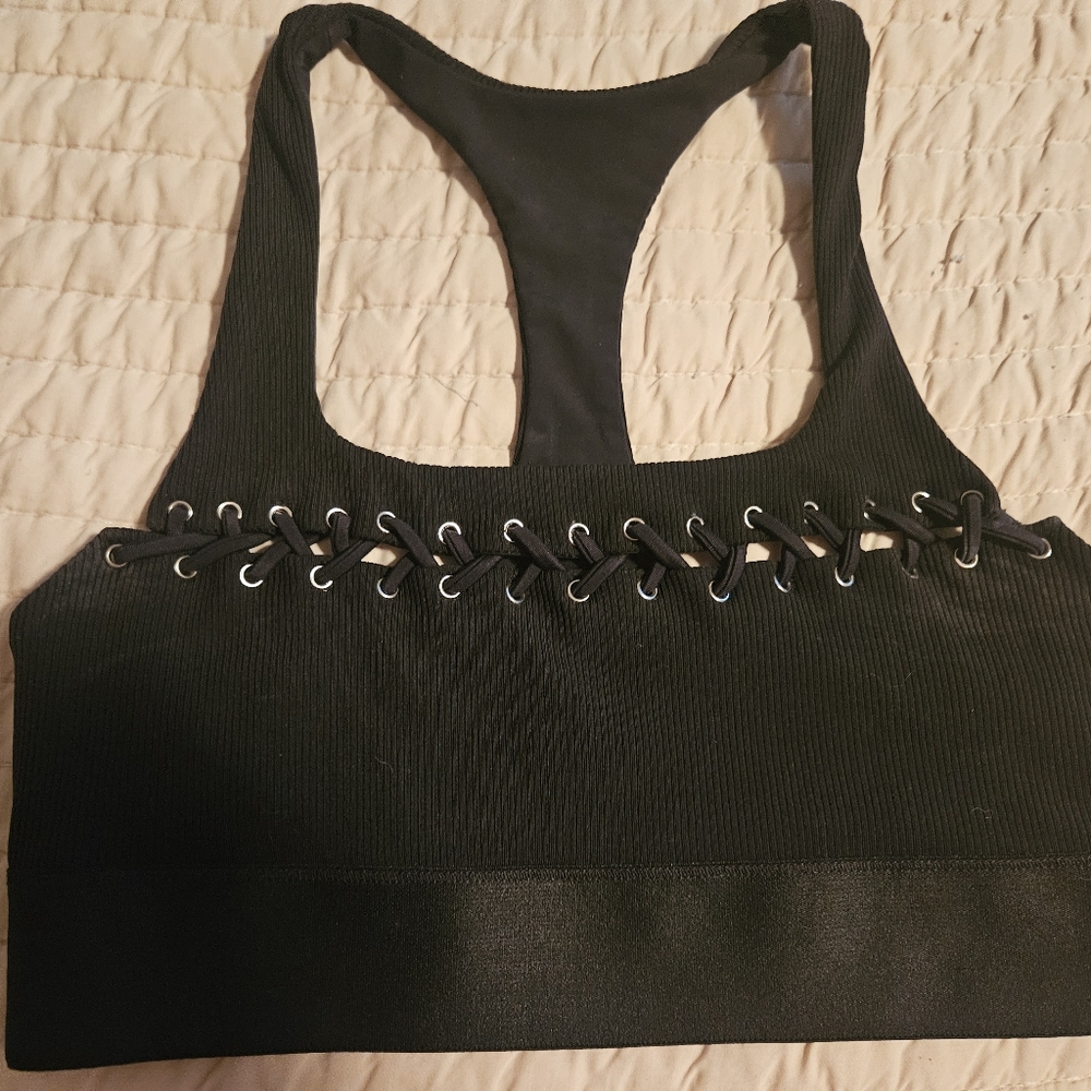 Carbon38 blue life Fit grommet sports bra small